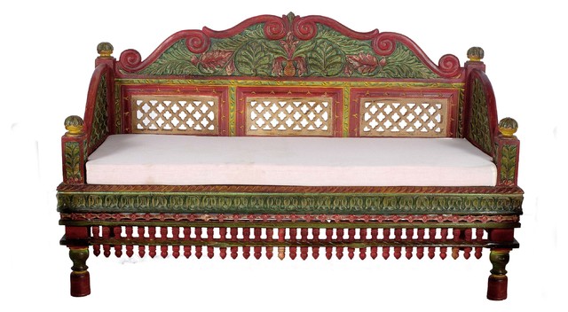 Beautifully Hand Painted Intrinsically Carved Teak Wood Sofa Set Beautifully Hand Painted Intrinsically Carved Teak Wood Sofa Set