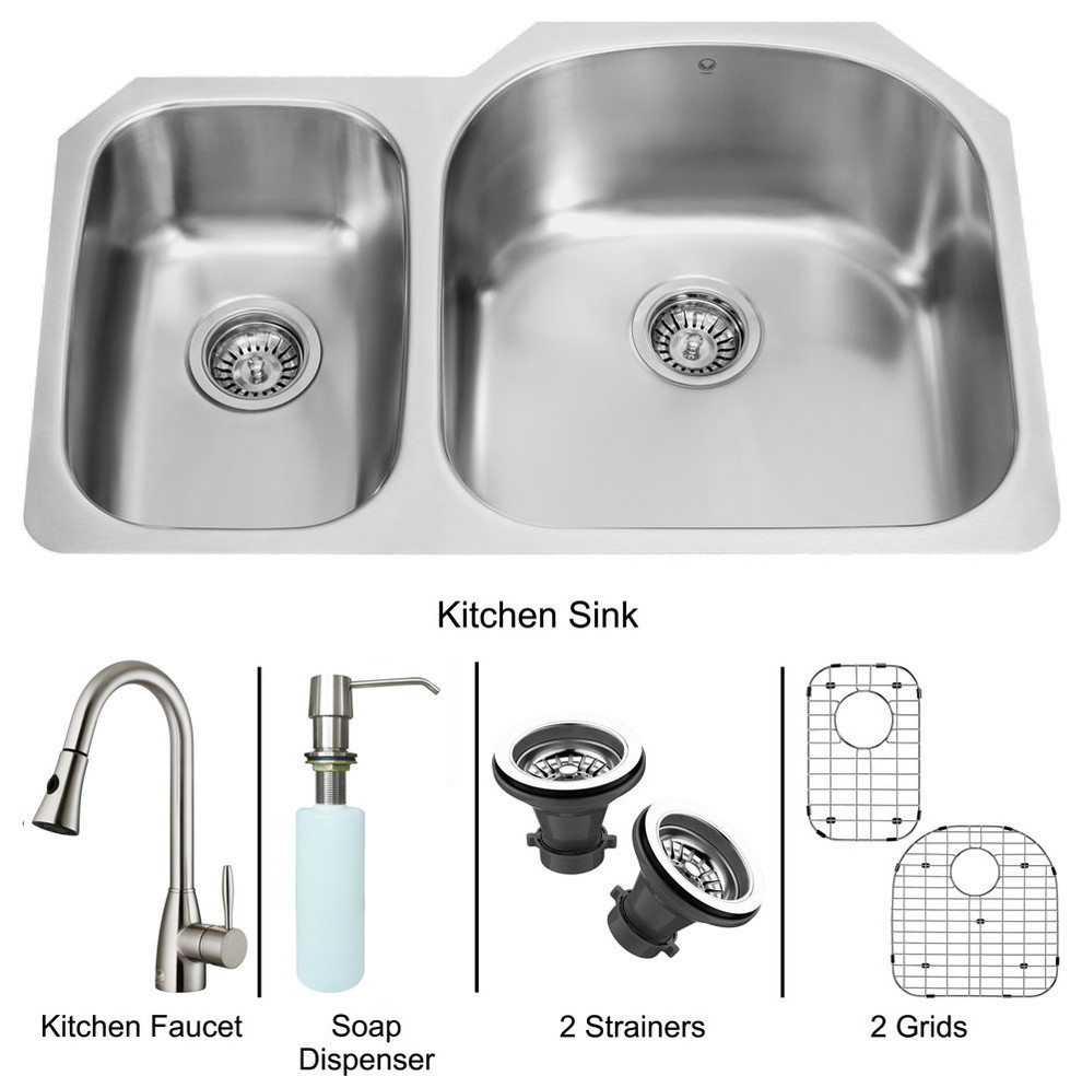 Platinum Undermount Stainless Steel Kitchen Sink with Faucet