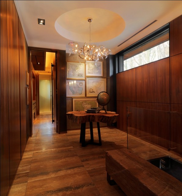 Quaker Bluff Residence rustic-home-office-and-library