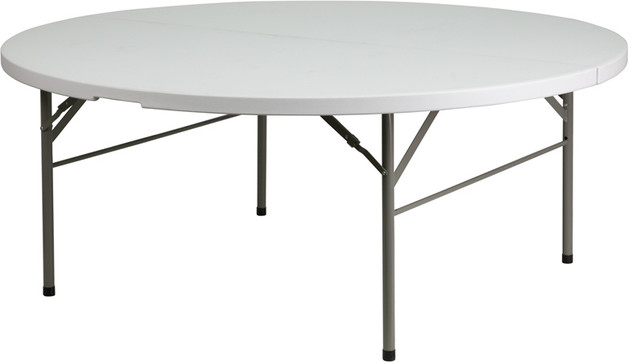 6-Foot Round Bi-Fold Plastic Banquet and Event Folding Table with Carrying Handle