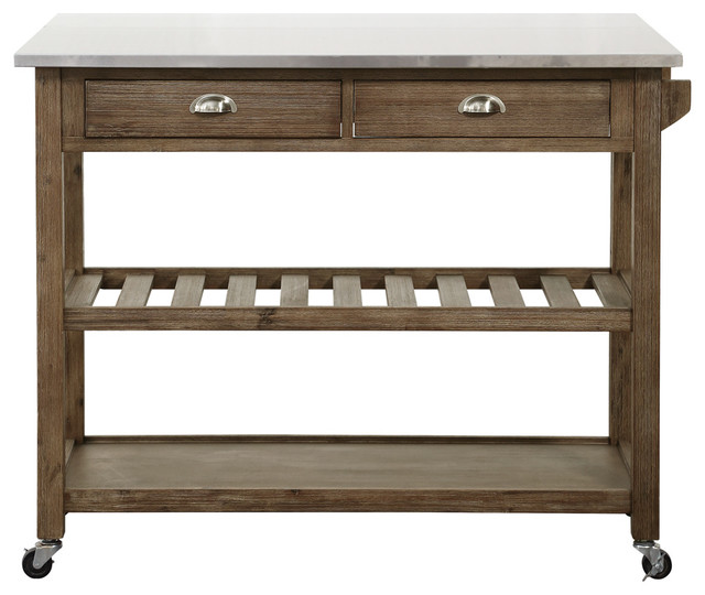 Drop Leaf Stainless Steel Kitchen Cart Transitional Kitchen Islands