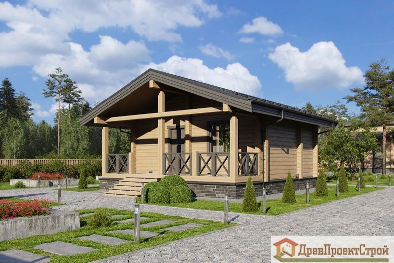 Проект бани № 155. Баня из бруса массива естественной влажности 140 х 140,