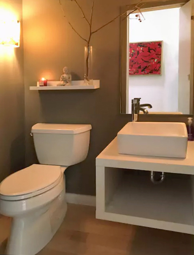 Photo of a small modern powder room in Indianapolis.
