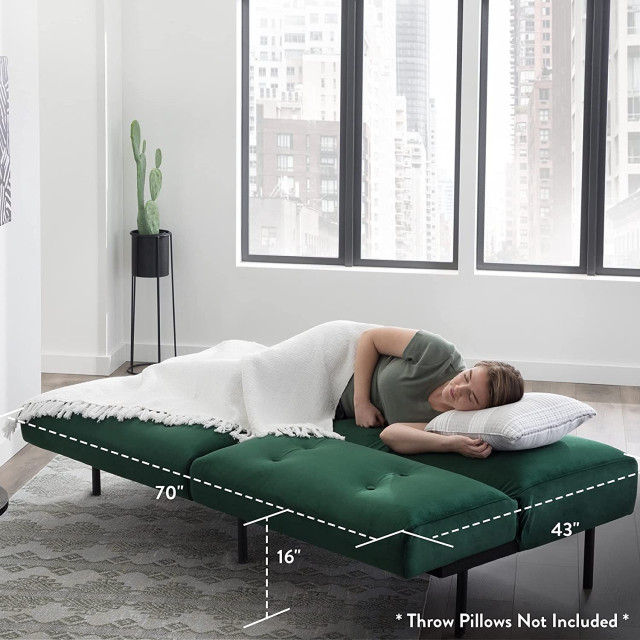 Deluxe Velvet Armless Futon Sofa Bed, Stylish Sleeper for Living Room ...