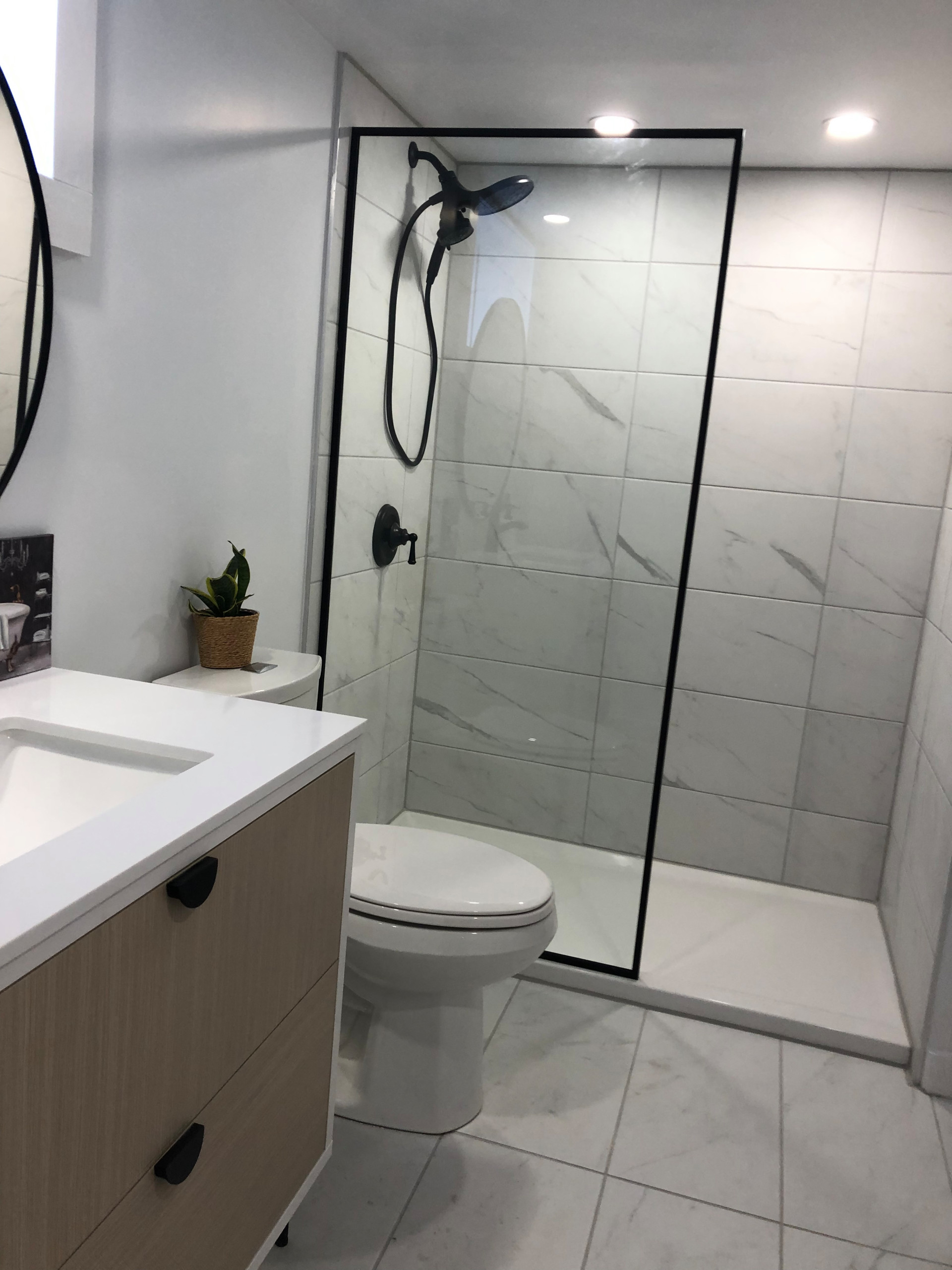 Tile install process including under tile waterproofing