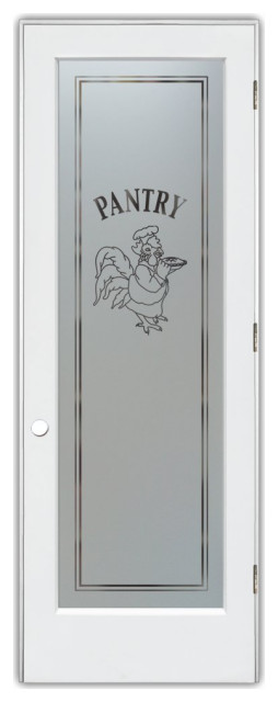Pantry Door - Rooster Chef - Primed - 24" x 84" - Knob on Left - Pull Open