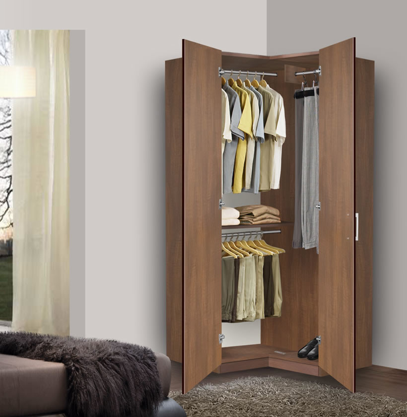 Bella Corner Wardrobe Corner Closet With Three Hangrods