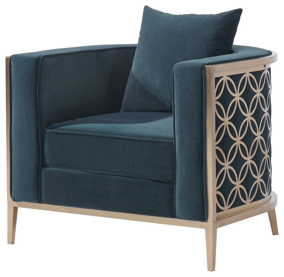 Veera Dark Green and Gold Accent Chair