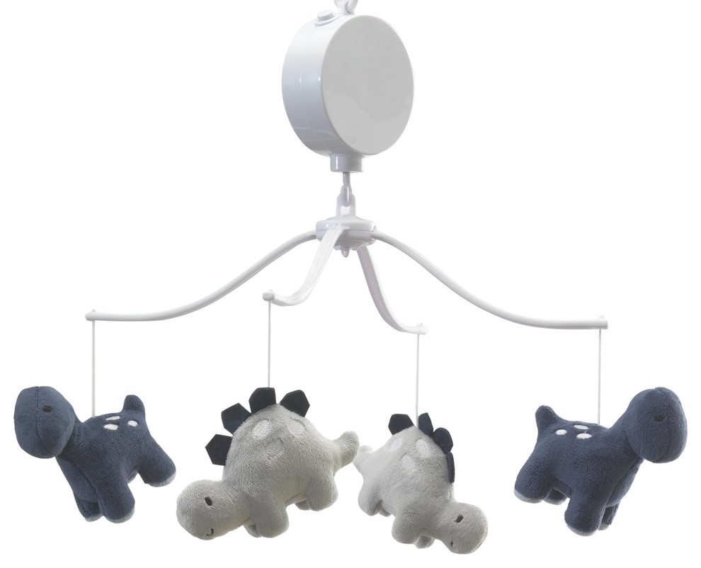Bedtime Originals Roar Blue/Gray Dinosaur Musical Baby Crib Mobile Contemporary Baby Mobiles