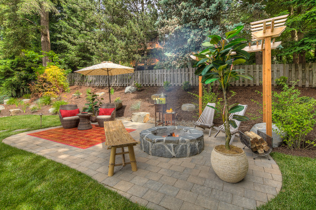 Fire Pit Sport Court Oversized Paver Patio Traditional Patio