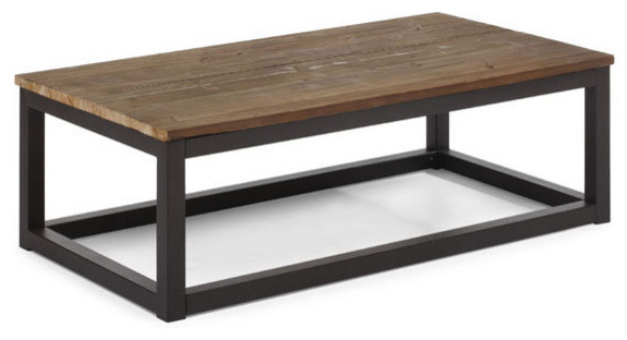 Distressed Natural Civic Center Long Coffee Table