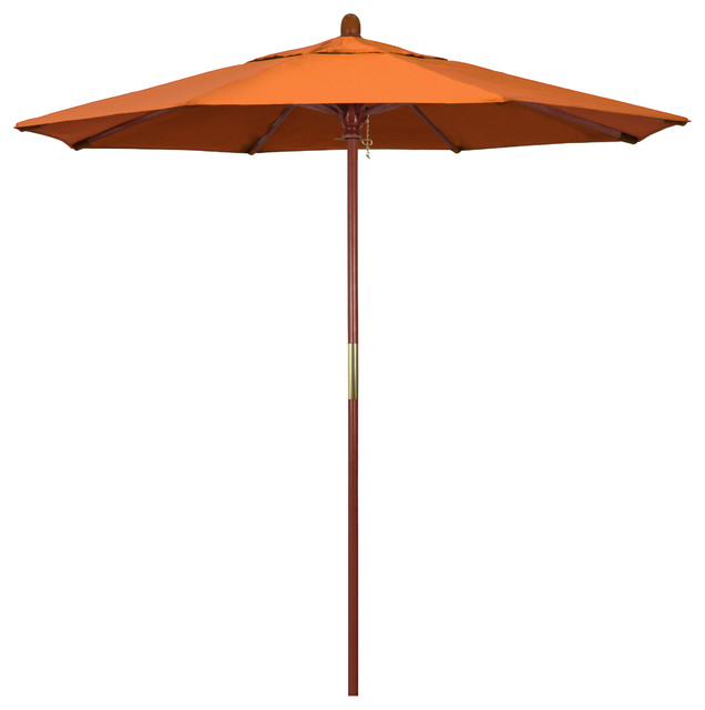 7.5' Square Push Lift Wood Umbrella, Tuscan Pacifica