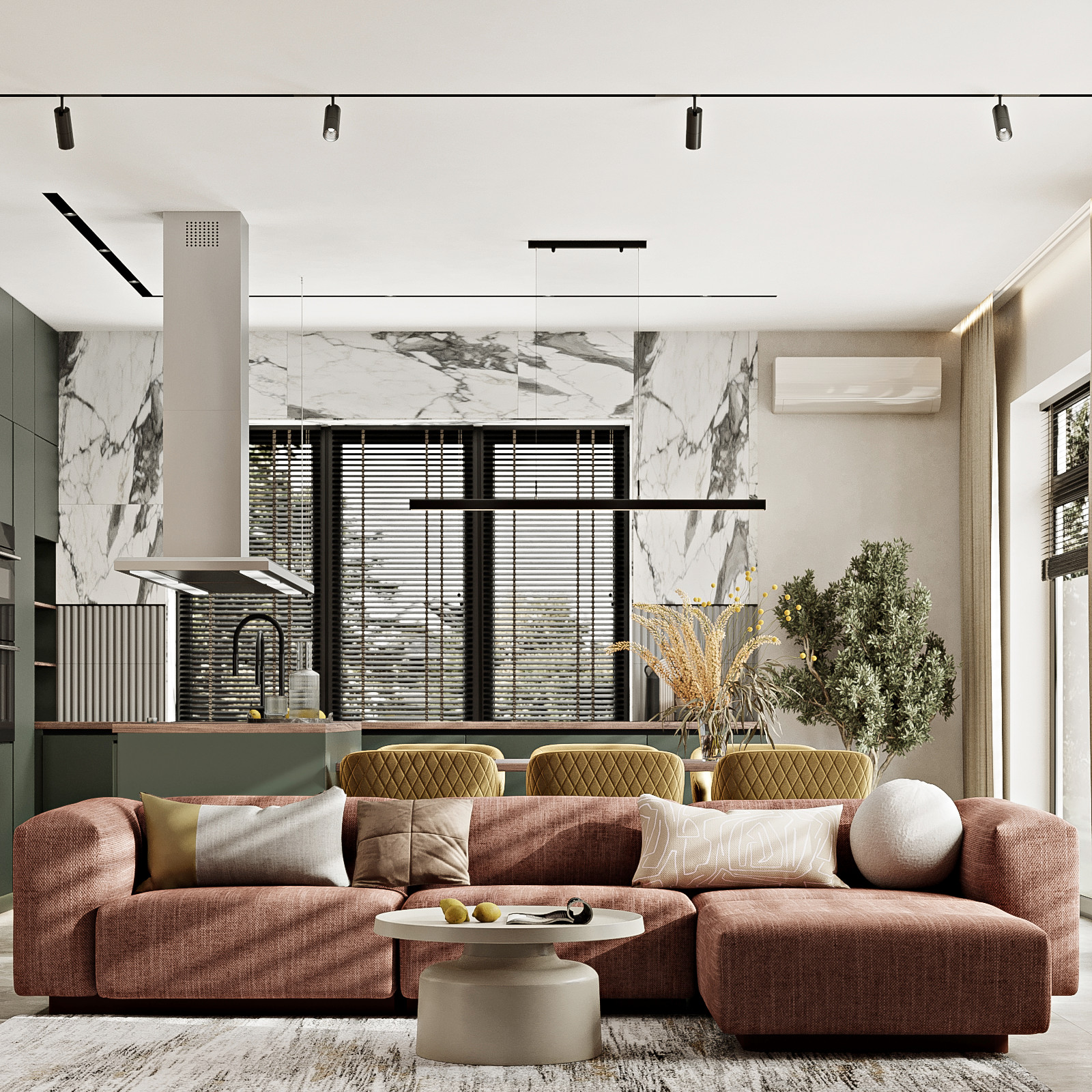 КП Первозванный 1, кухня-гостиная (вариант 2)