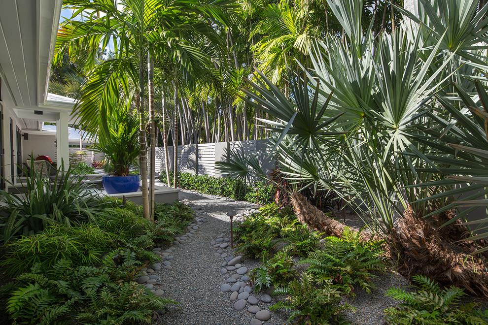 Inspiration for a mid-sized tropical front yard garden in Miami.