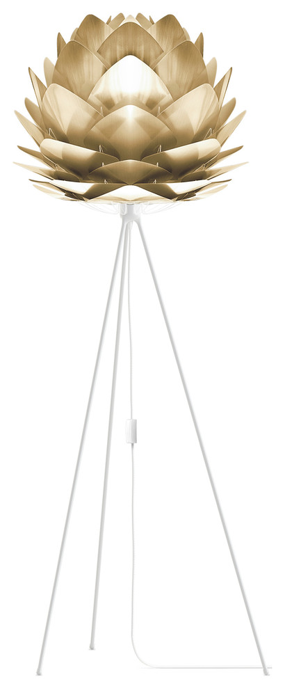 Silvia 60" Tripod Floor Lamp, White/Brushed Brass