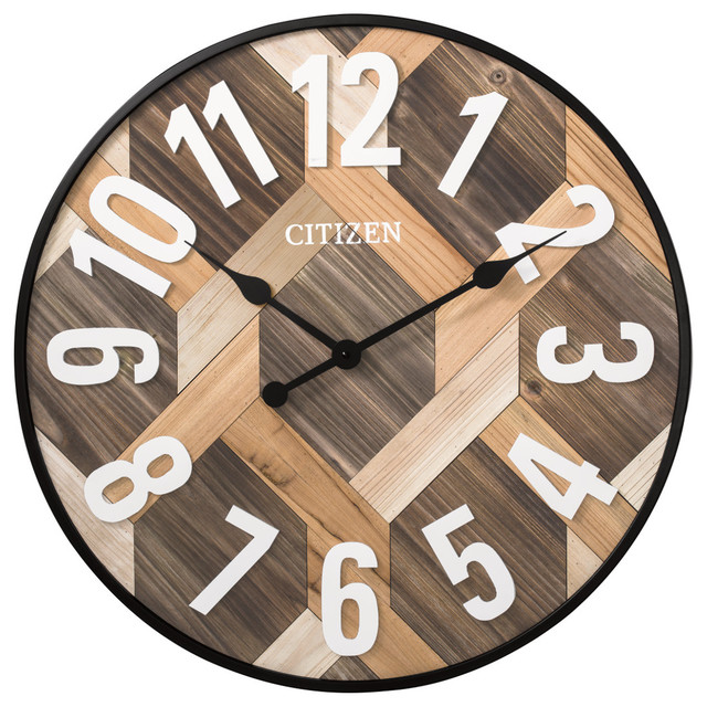 CITIZEN Gallery Wood Dial Wall Clock Transitional Wall Clocks by