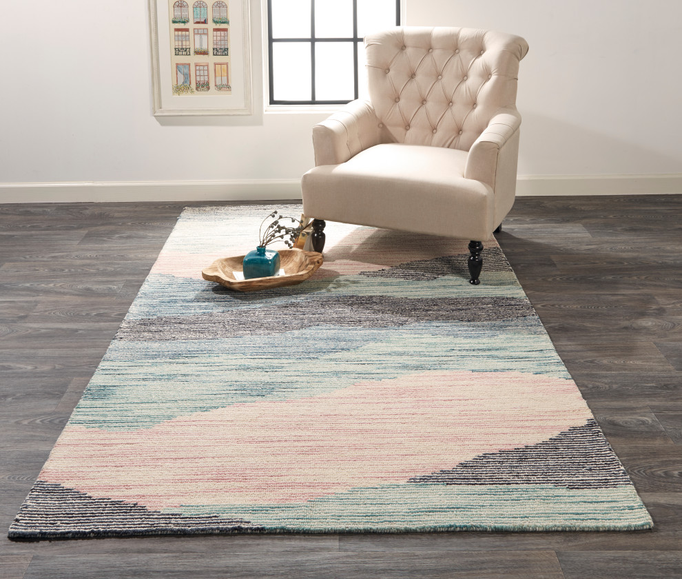 Feizy 8795FBLU Brinker Hand Tufted Blue / Pink Area Rugs, 8' x 10