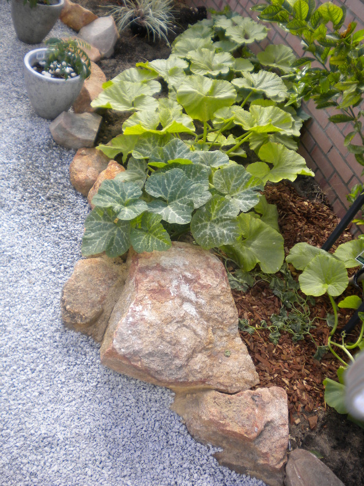 This is an example of a backyard garden in Perth with a vegetable garden and gravel.