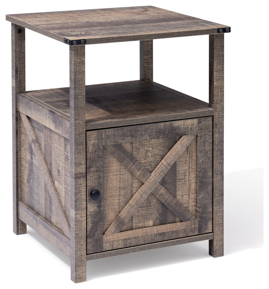 Modern MDF Nightstand Farmhouse End Table for Bedroom Farmhouse
