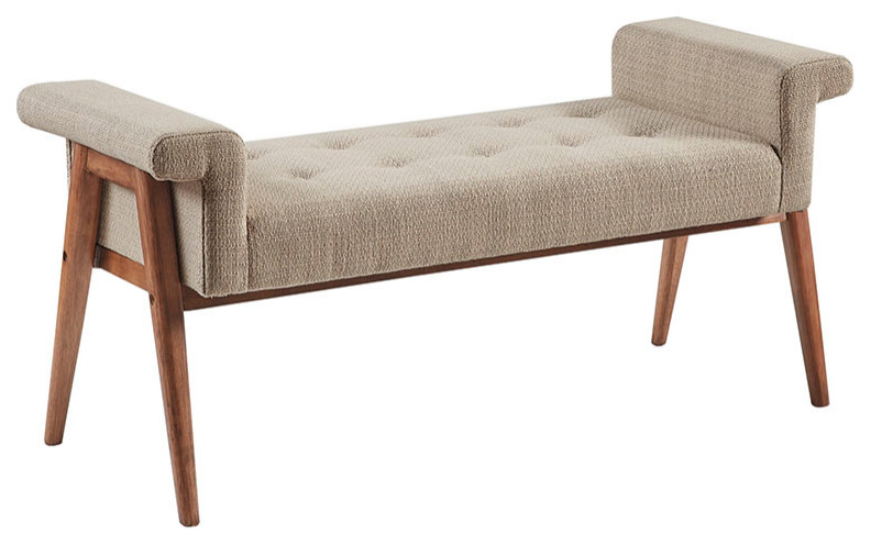 INK+IVY Mason Walnut Wood Accent Bench With Key Arms