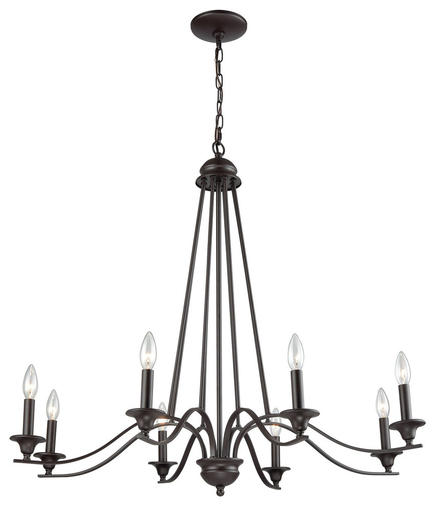 Elk Lighting CN120821 Beckett 8 Light Oil Rubbed Bronze with Opal White Glass Chandelier