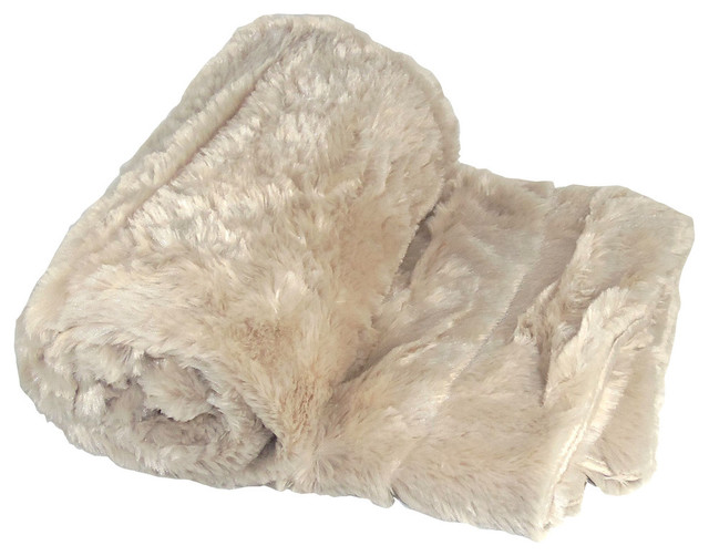 Double Sided OverSized Faux Fur Throw Blanket Contemporary Throws