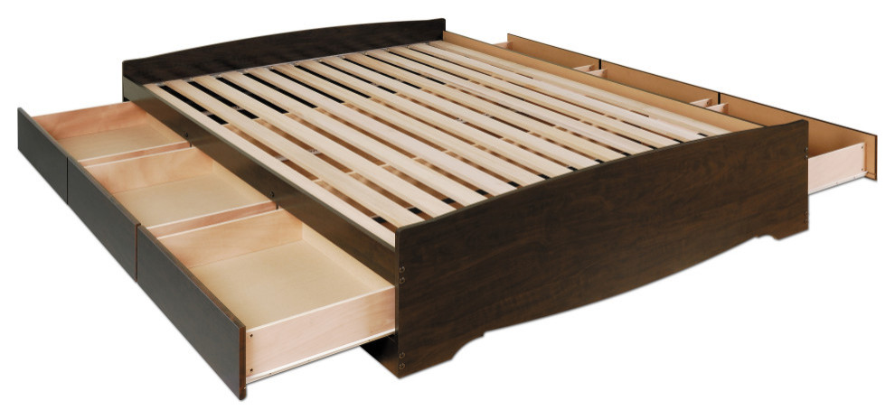 King Mate'S Platform Storage Bed With 6 Drawers, Espresso