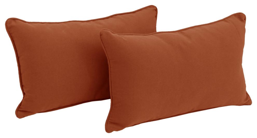 20"X12" DoubleCorded Solid Twill Back Support Pillows, Set of 2, Spice