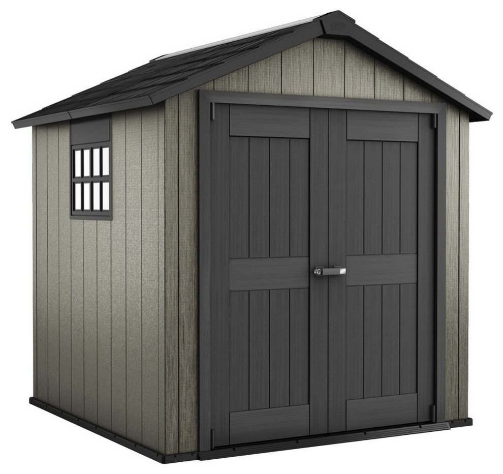 keter duotech oakland storage shed, 7.5'x7' - transitional