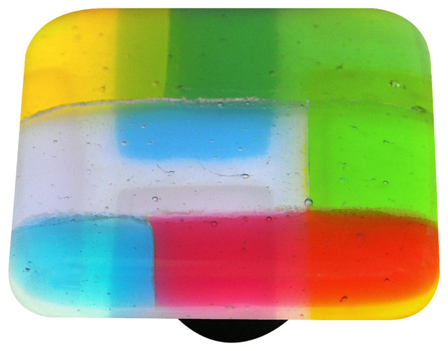 Art Glass Mosaic Knob, Black Post Contemporary And Drawer