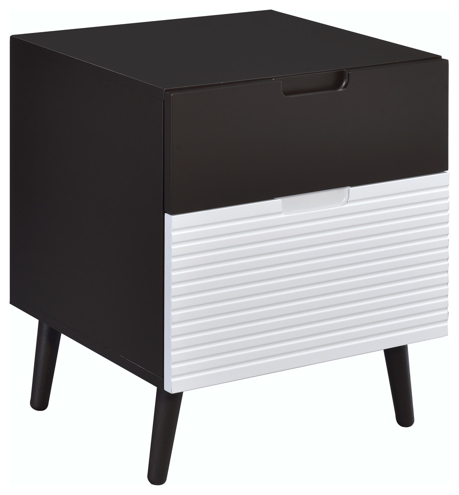 TwoTone Nightstand, Espresso & White Midcentury Nightstands And