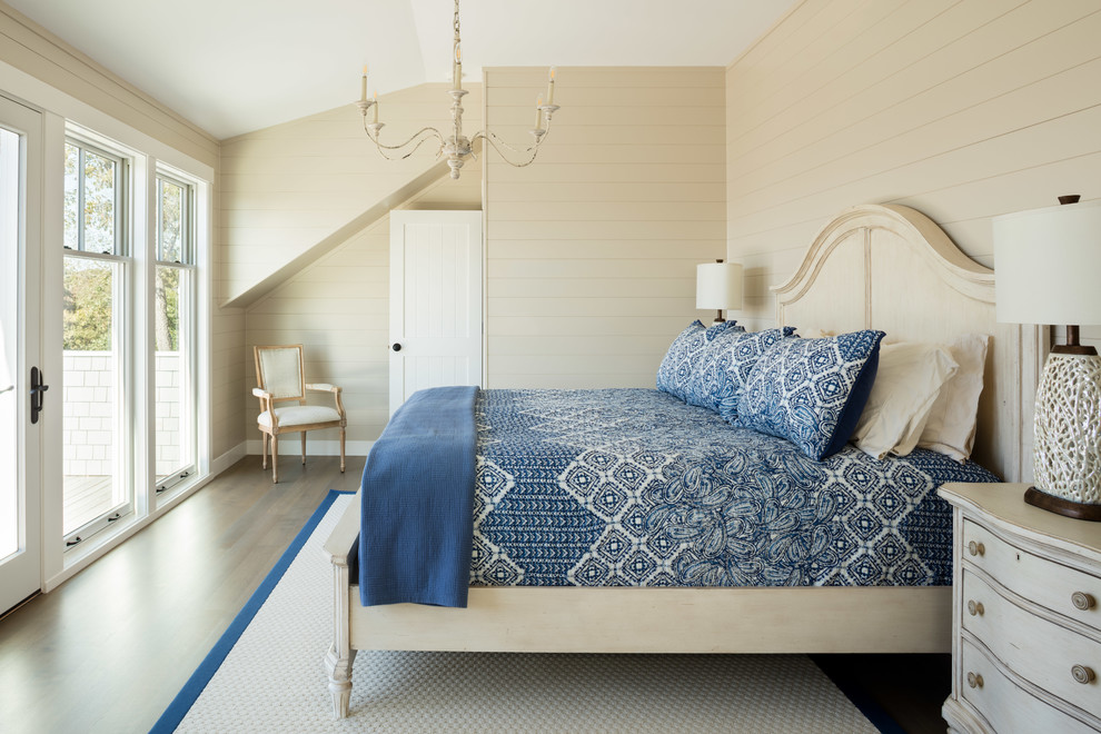 Photo of a beach style bedroom in Providence.