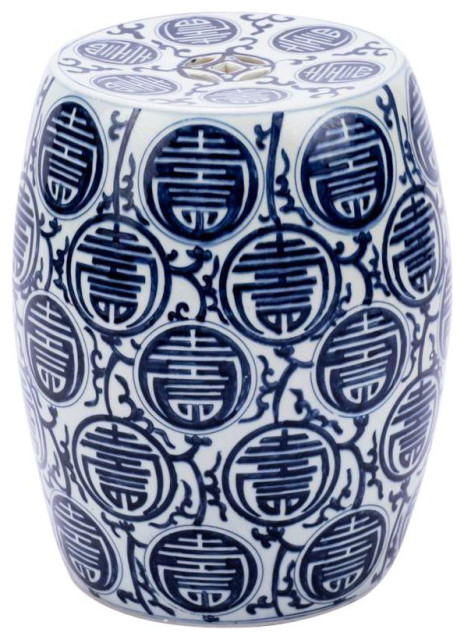 Garden Stool Longevity Vase Backless White Blue Colors May Vary