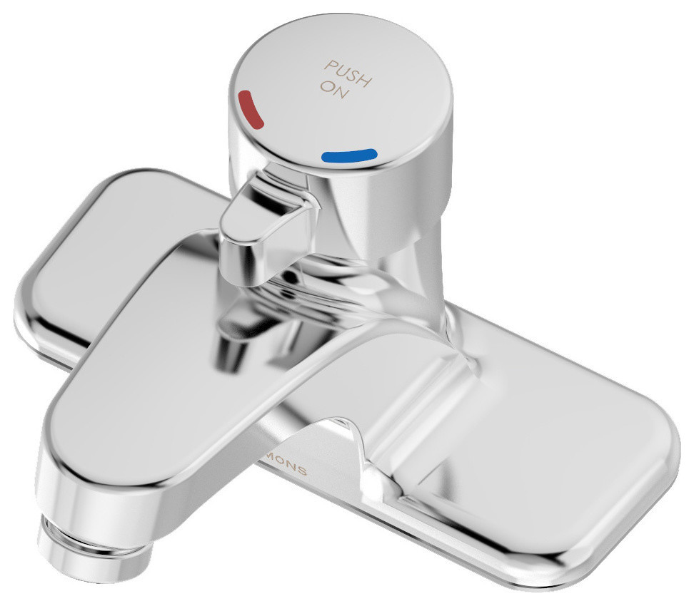 Scot Single Handle Centerset Metering Faucet, Chrome Contemporary