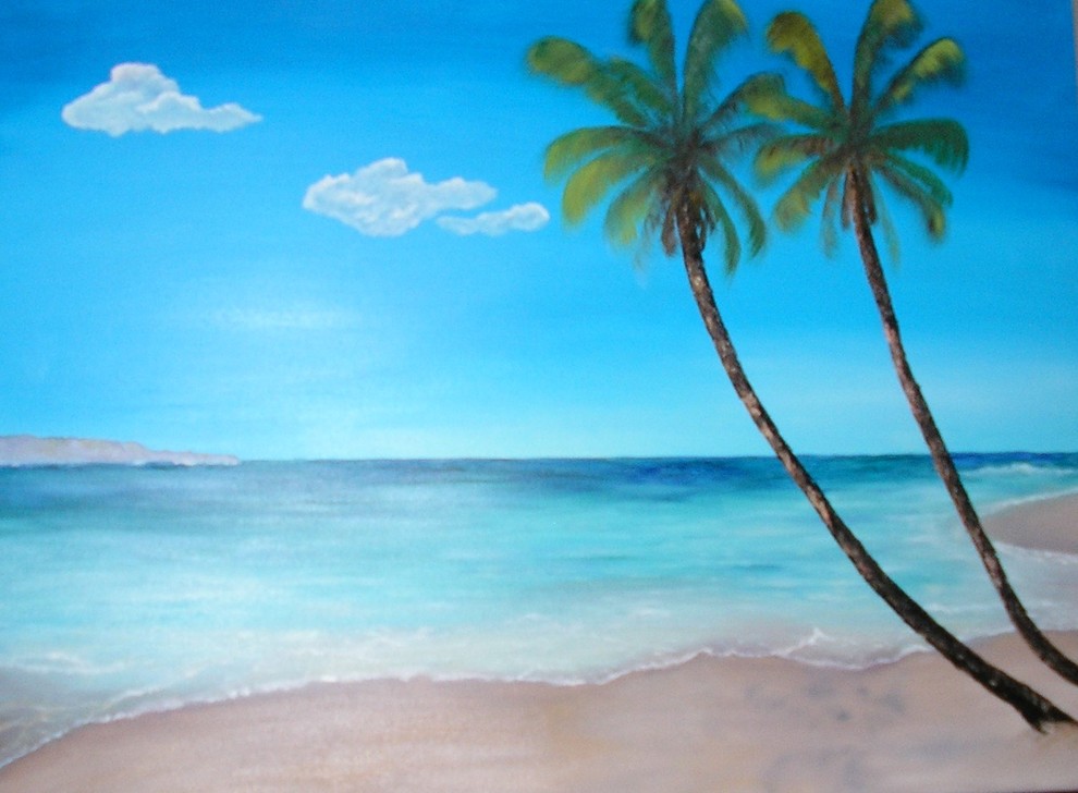 Tropical Beach oil painting 100cm x 76cmx 3cm
