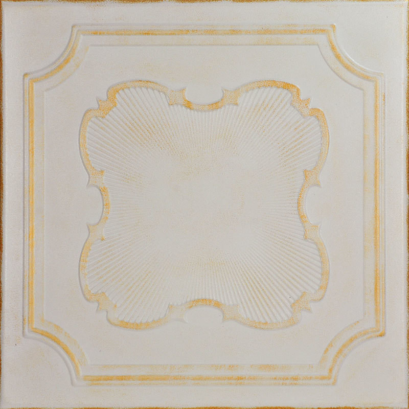20"x20" Coronado, Styrofoam Ceiling Tile, White Washed Gold
