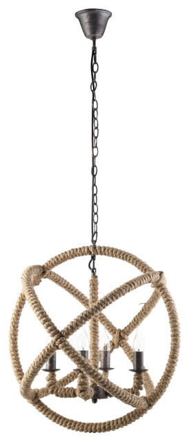 Intention Rope and Steel Chandelier, Brown