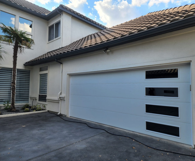 White Flush Panel Garage Doors Garage Dallas by Plano Overhead