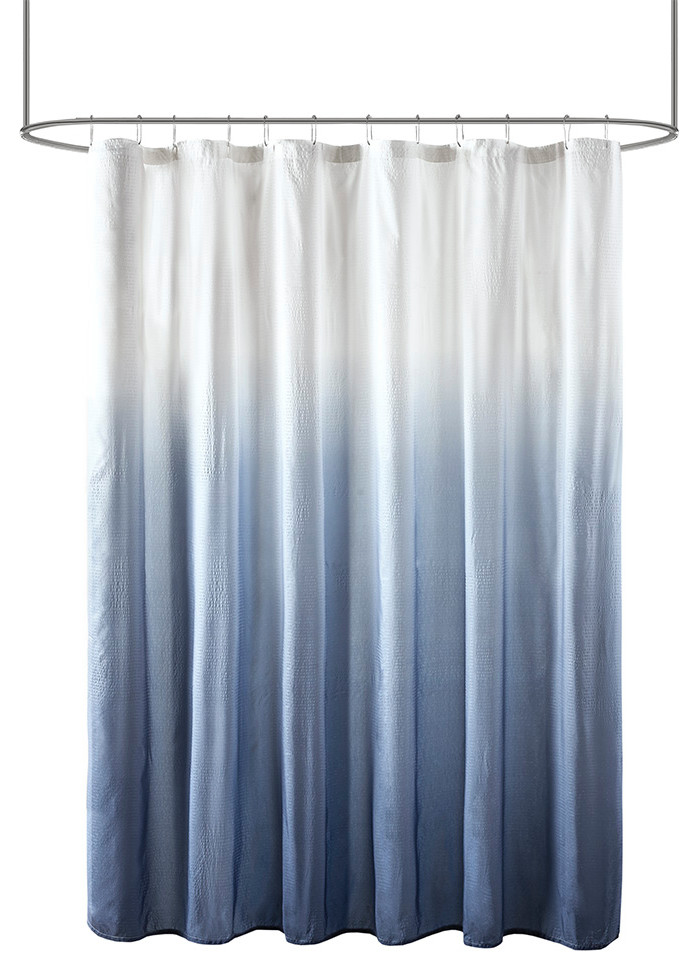 Madison Park Ara Embossed Ombre Shower Curtain, Grey, Blue