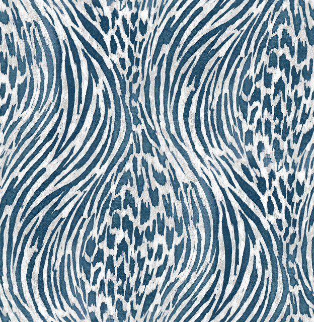 Splendid Blue Jungle Wallpaper Contemporary Wallpaper by Brewster