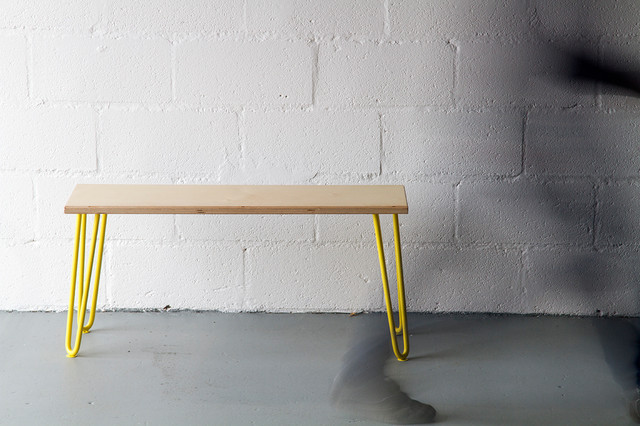 Hairpin Leg Bench, Made in Cornwall retro-spisestue