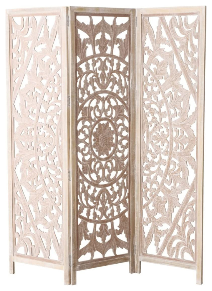 Daisy Mandala Room Divider, 71.5 Inches Tall French Country Screens