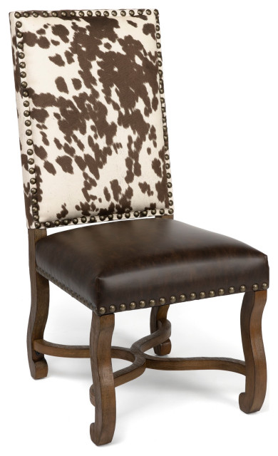 Crestview Mesquite Ranch Leather And Faux Cowhide Side Chair CVFZR3719 ...