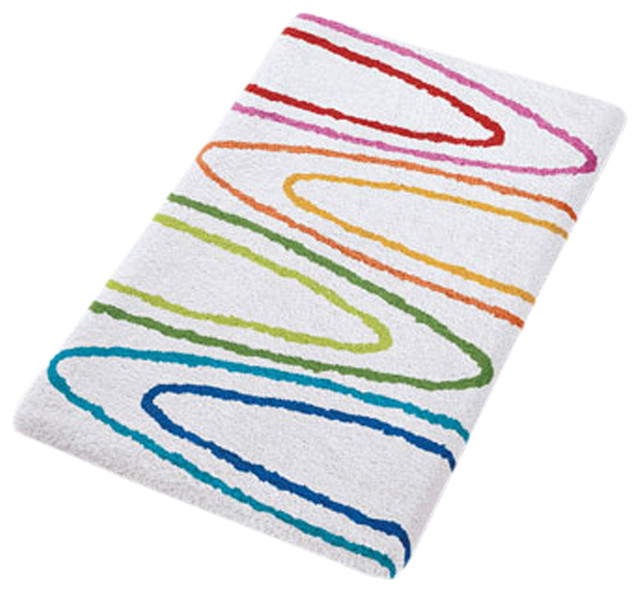 White Modern Non Slip Washable Bathroom Rug, Paint Contemporary