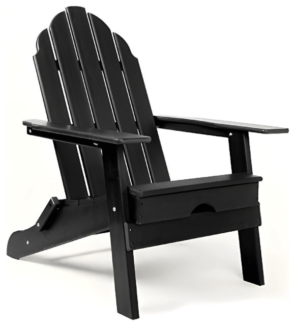 30" Black Heavy Duty Plastic Adirondack Chair Outdoor Dining Chairs