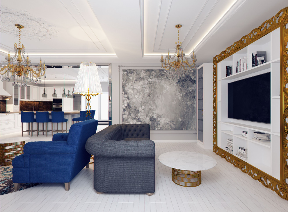 Проект дома в г.Богородск, гостиная-кухня 77,84м2