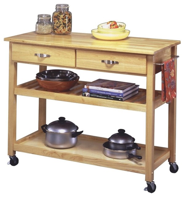 Home Styles Furniture Solid Wood Top Kitchen Cart in Natural