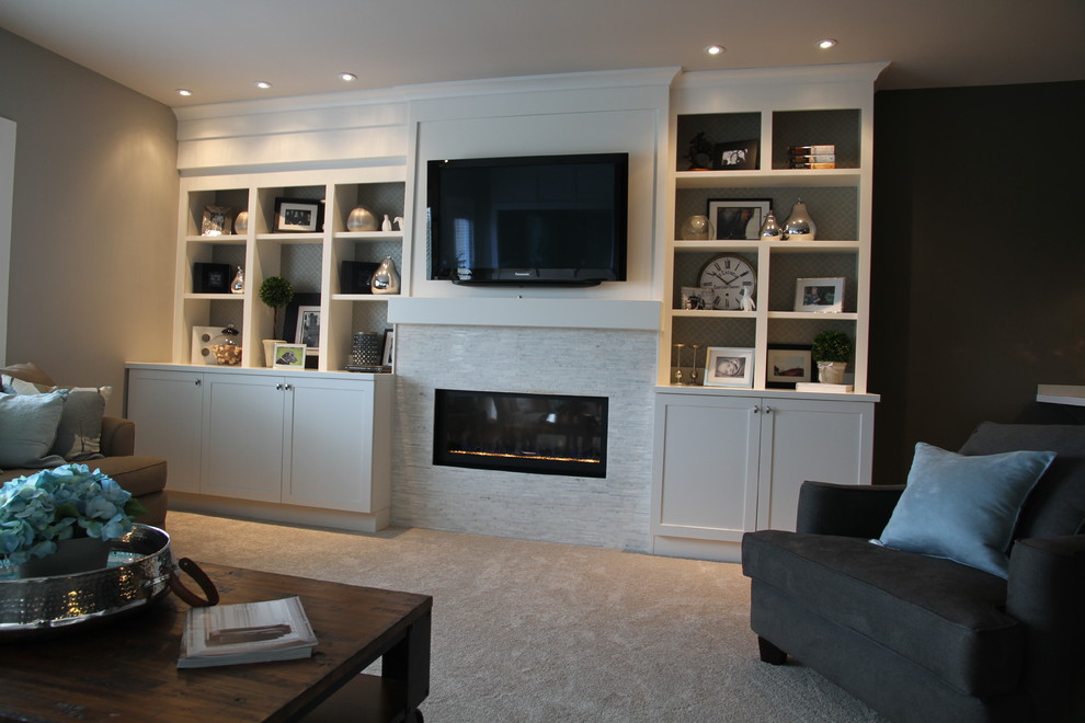 Transitional home design photo in Calgary