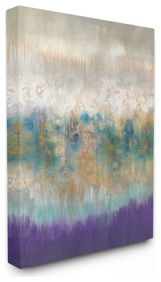 Elegant Purple Grey Gold Brush Stroke Abstract Painting,1pc, each 30 x 40