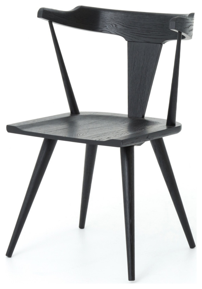Ripley Black Oak Windsor Dining Chair Set Of 2 Midcentury Dining
